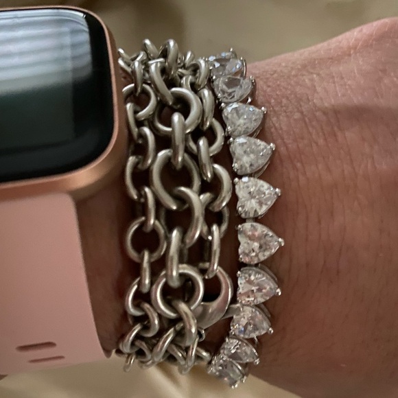 🔥REAL COLLECTIBLE STERLING SILVER HEART BRACELET OVER 200 CTW IN DIAMONITE - Picture 3 of 3